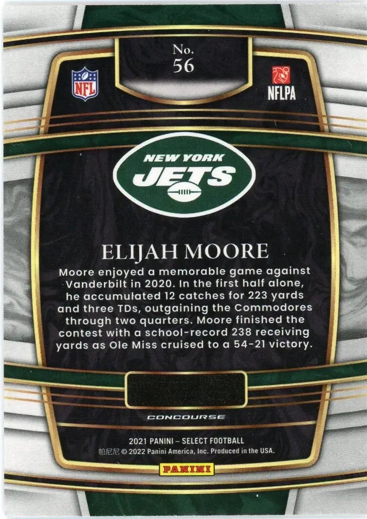 2021 Panini Select Concourse #56 Elijah Moore Rookie New York Jets Football Card