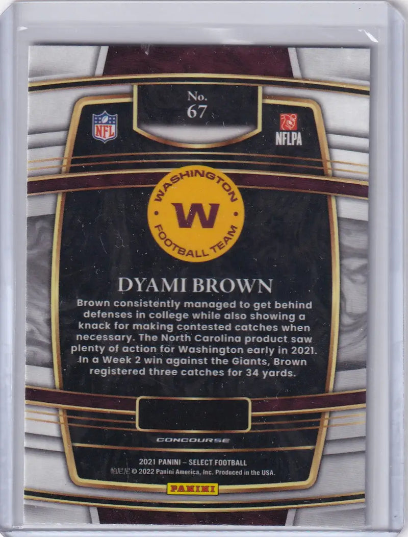 2021 Panini Select Concourse #67 Dyami Brown - Washington Commanders - Football Card Single