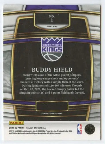 2021 Panini Select Orange Flash Prizms #1 Buddy Hield NM-MT Sac Kings C ID:48184 - Basketball Card Single