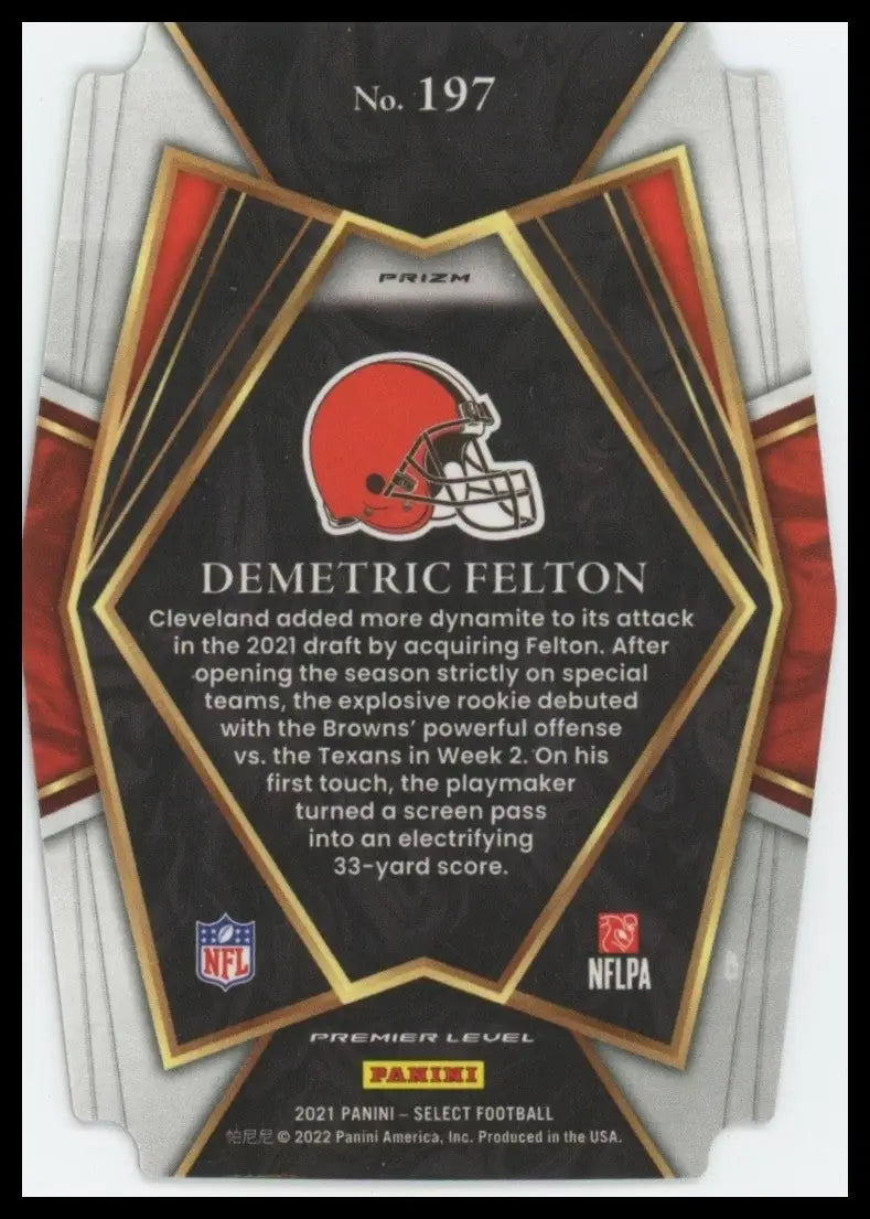 2021 Panini Select - Premier Level Demetric Felton #197 Red & Yellow Prizm - Football Card Single