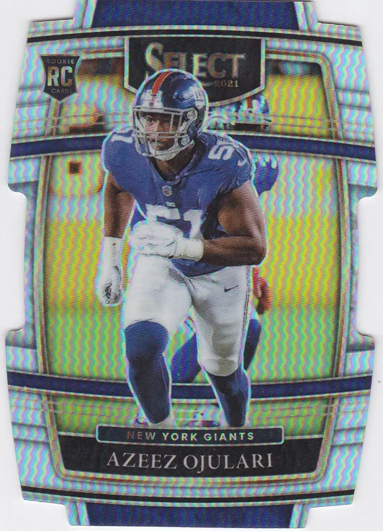 Azeez Ojulari Die Cut RC from 2021 Panini Select Prizm football card featuring New York Giants