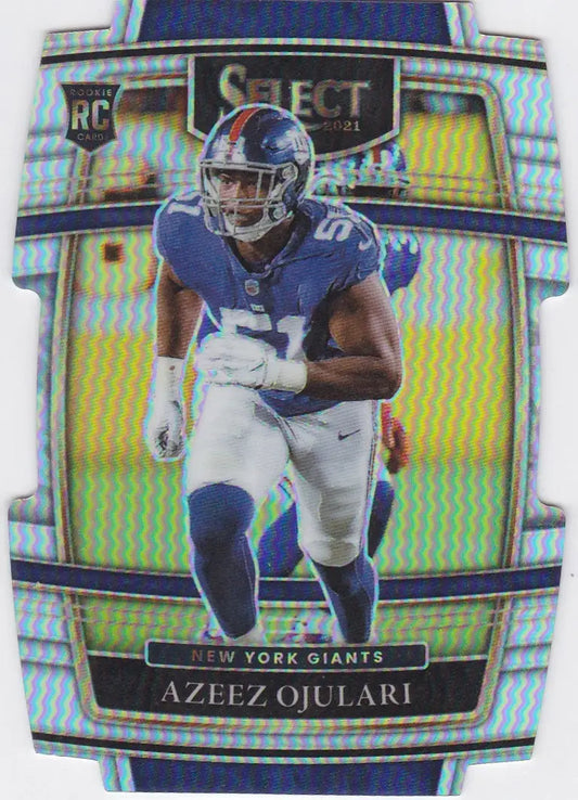 Azeez Ojulari Die Cut RC from 2021 Panini Select Prizm football card featuring New York Giants