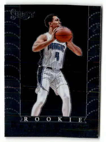 Black Panini Select Rookie trading card of Jalen Suggs in Magic uniform with basketball