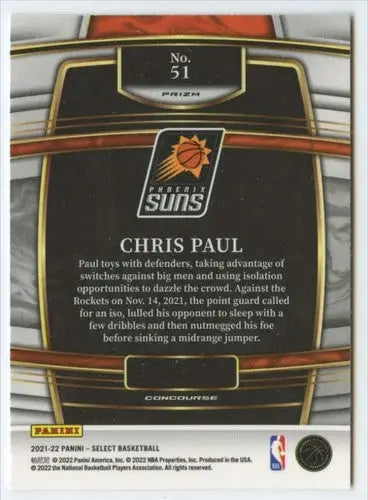 2021 Panini Select Silver Prizms Chris Paul basketball card with original gloss in Suns Concourse