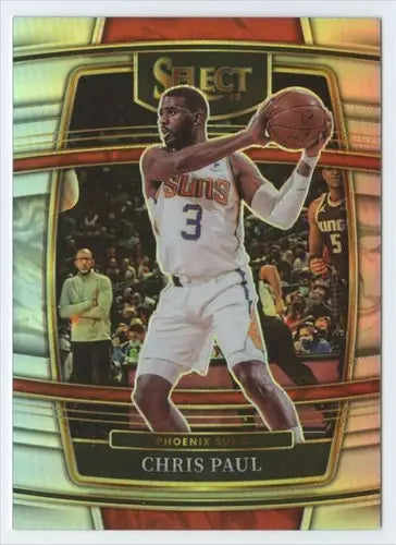 Basketball trading card of Chris Paul in Phoenix Suns uniform from Panini Select Silver Prizms