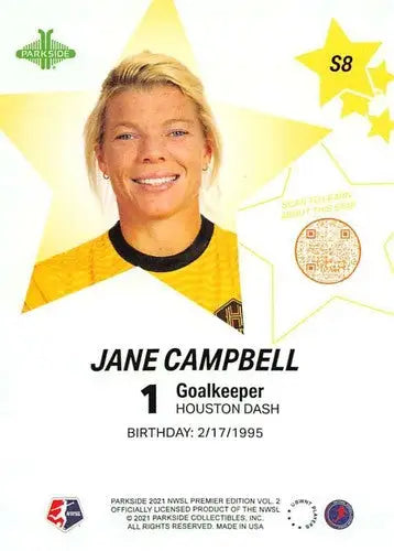 2021 Parkside NWSL Volume 2 Stars #Stars 8 Jane Campbell NM-MT - Soccer Card Single