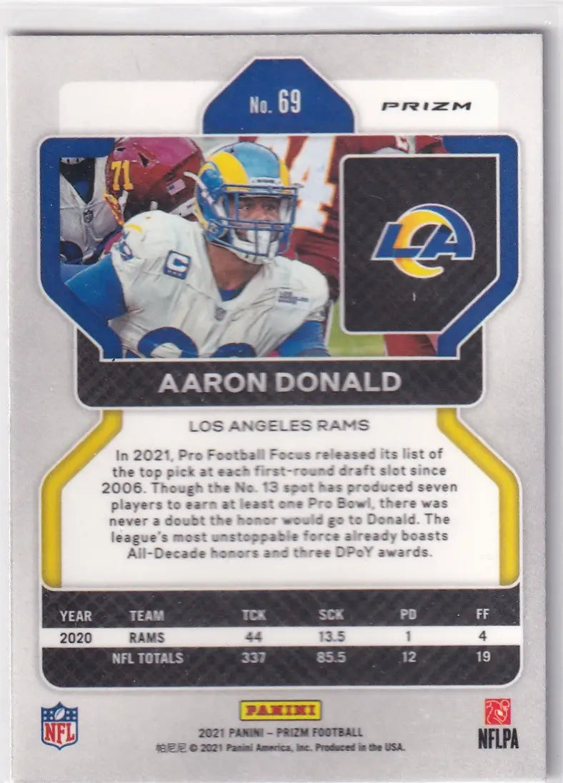 2021 PRIZM #69 AARON DONALD SILVER- LOS ANGELES RAMS