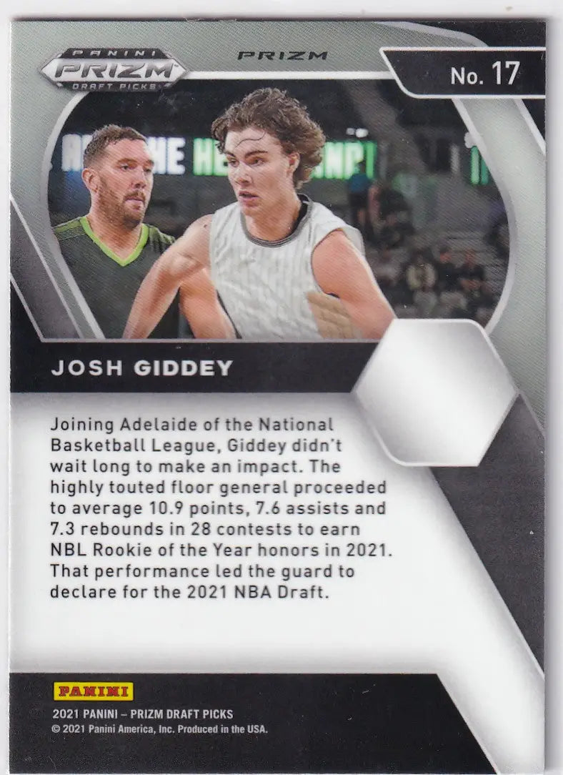 2021 PRIZM DRAFT PICK #17 JOSH GIDDEY - CHICAGO BULLS - Basketball Card Single