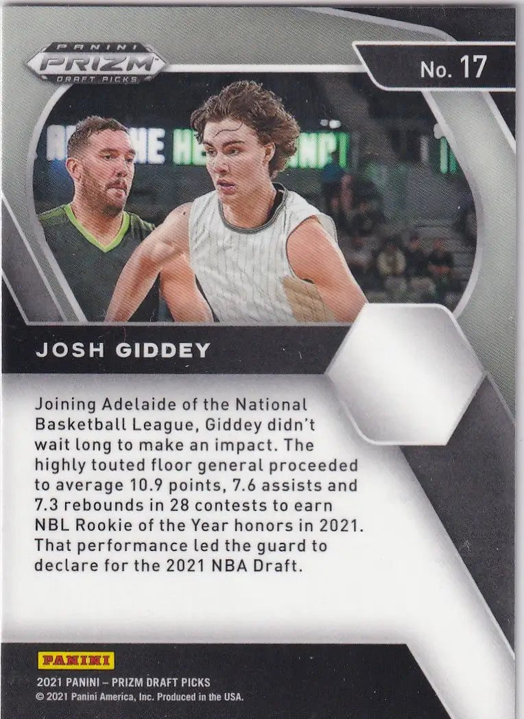 2021 PRIZM DRAFT PICK #17 JOSH GIDDEY RED CRACKED ICE- CHICAGO BULLS - Basketball Card Single