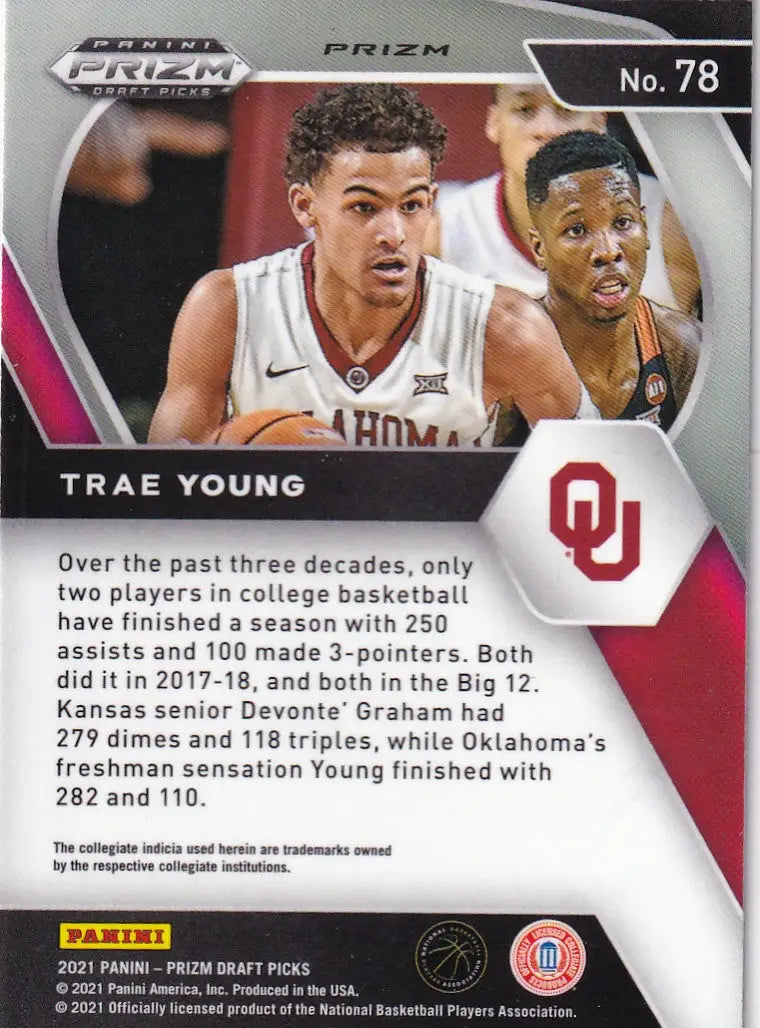 2021 PRIZM DRAFT PICK #78 TRAE YOUNG RED CRACKED ICE- ATLANTA HAWKS - Basketball Card Single