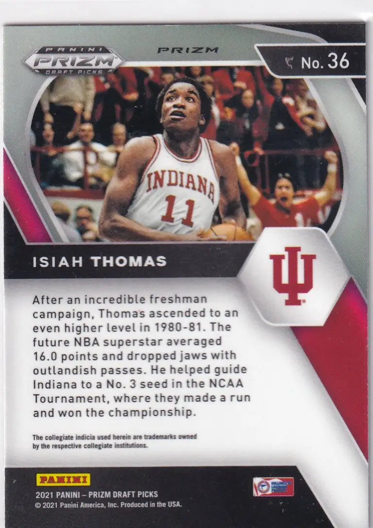 2021 PRIZM DRAFT PICKS #36 ISIAH THOMAS RED CRACKED ICE- DETROIT PISTONS - Basketball Card Single