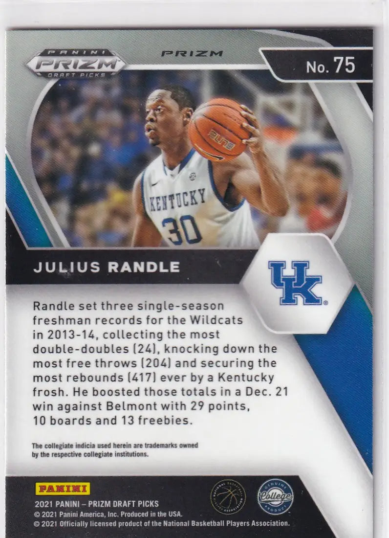 2021 PRIZM DRAFT PICKS #75 JULIUS RANDLE CRACKED ICE- NEW YORK KNICKS