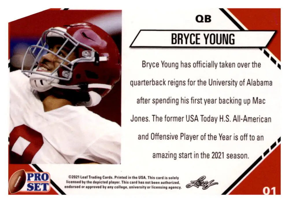 2021 Pro Set College Football Blaster #1 Bryce Young NM-MT RC Rookie Am ID:41162 - Football Card Single