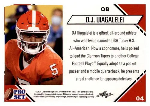 2021 Pro Set College Football Blaster #4 D.J. Uiagalelei NM-MT RC Rookie Amateur - Football Card Single