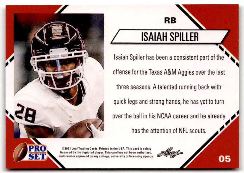 2021 Pro Set College Football Blaster #5 Isaiah Spiller NM-MT RC Rookie ID:41165 - Football Card Box