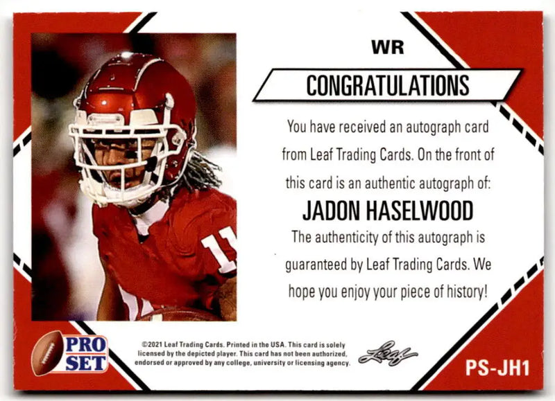 2021 Pro Set College Football Blaster Autographs White #PS-JH1 Jadon Ha ID:41161 - Football Card Box