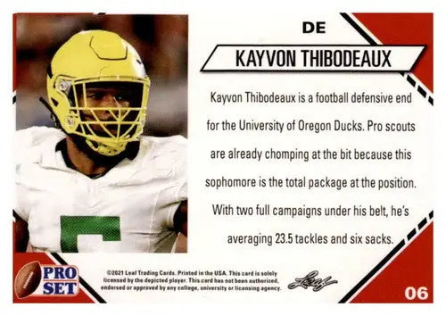 2021 Pro Set College Football Blaster Kayvon Thibodeaux rookie card with original gloss