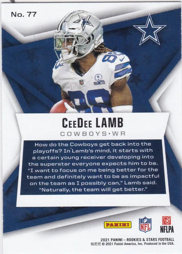 2021 Rookies & Stars #77 CeeDee Lamb Dallas Cowboys