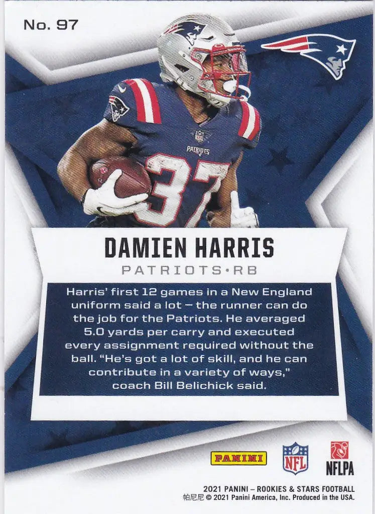 2021 Rookies & Stars #97 Damien Harris Purple Parallel New England Patriots
