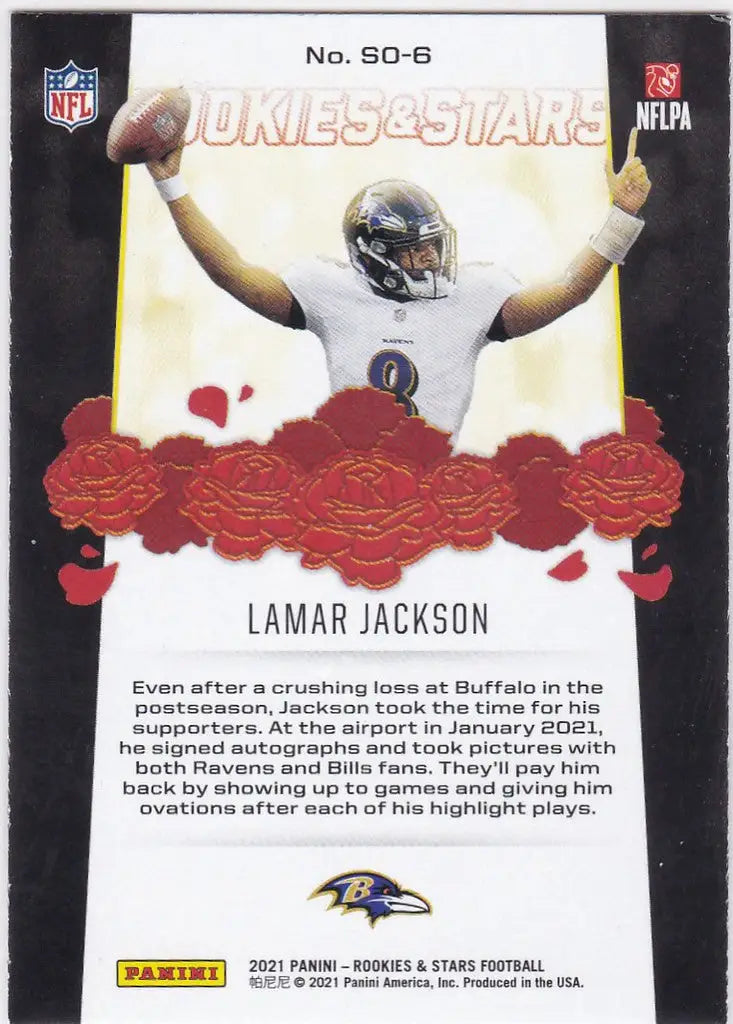 2021 Rookies & Stars #SO-6 Lamar Jackson Ovation Baltimore Ravens