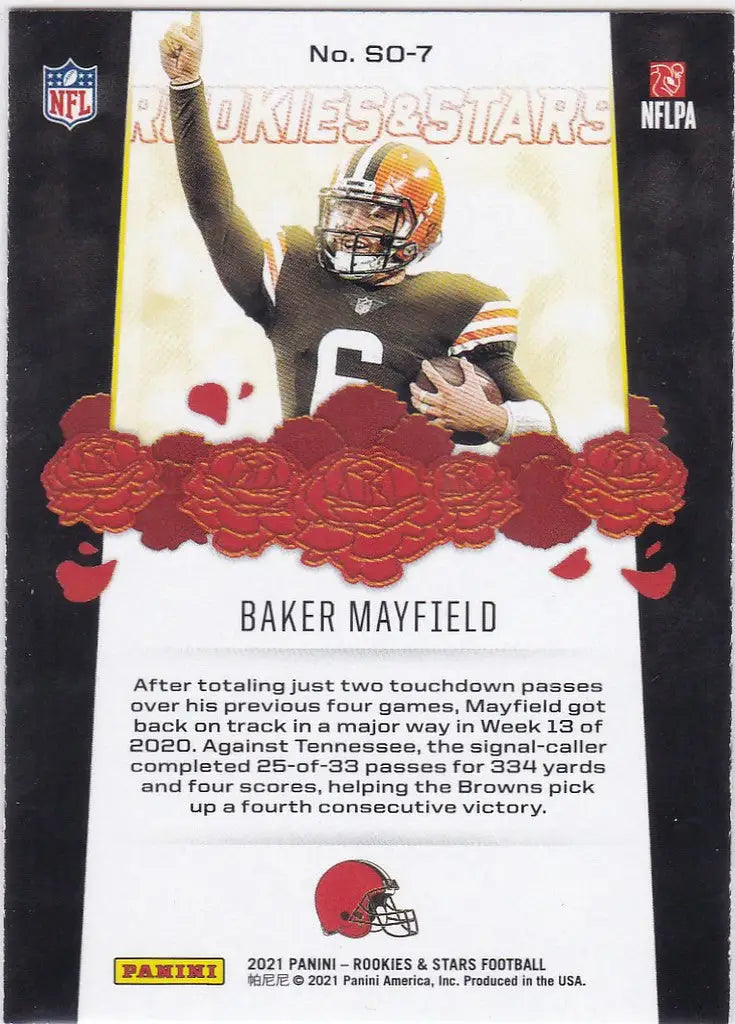 2021 Rookies & Stars #SO-7 Baker Mayfield Ovation Cleveland Browns