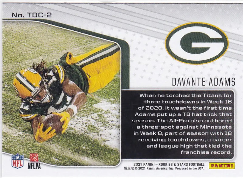 2021 Rookies & Stars Touchdown Club #2 Davante Adams Green Bay Packers