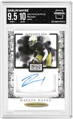 2021 SAGE Hit PD HS Daelin Hayes #A51 Rookie Auto Football AC 9.5/10 - Football Card Single