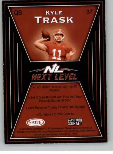 2021 SAGE Hit Premier Draft #37 Kyle Trask NM-MT Next Level - Football Card Single