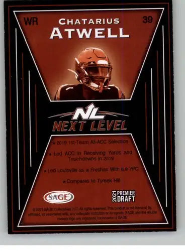 2021 SAGE Hit Premier Draft #39 Chatarius Atwell NM-MT Next Level - Football Card Single