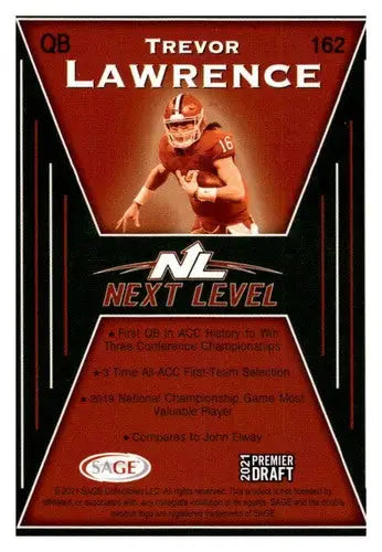 2021 SAGE Hit Premier Draft Red #162 Trevor Lawrence NM Near Mint Next Level - Football Card Single