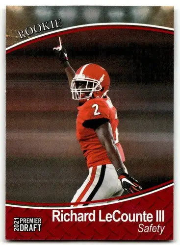 Richard LeCounte III football card from 2021 SAGE Hit Premier Draft Red original gloss sports cards