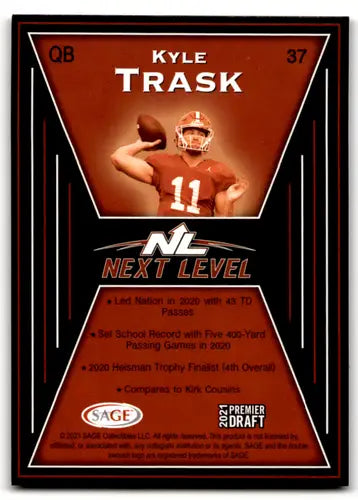 2021 SAGE Hit Premier Draft Red #37 Kyle Trask NM Near Mint Next Level ID:61822 - Football Card Single