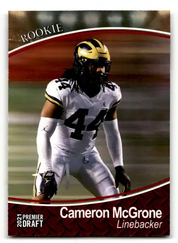 Football trading card showcasing 2021 SAGE Hit Premier Draft Cameron McGrone
