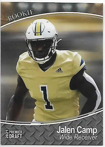 Jalen Camp rookie football card from 2021 SAGE Hit Premier Draft Silver series