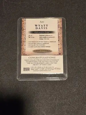2021 SAGE Premier Draft #A10 Wyatt Davis Autographs Red - Football Card Single