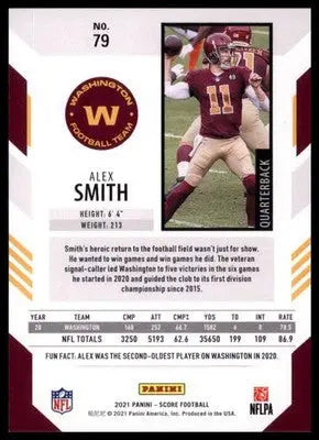 2021 Score Alex Smith 79 Washington Football Team