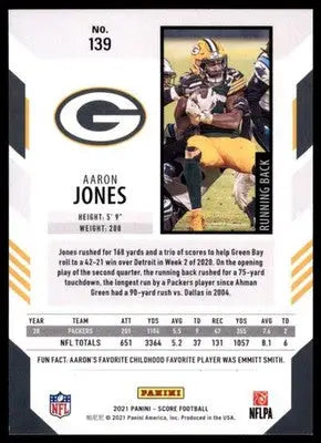 2021 Score Base Aaron Jones Green Bay Packers 139 - Football Card Single
