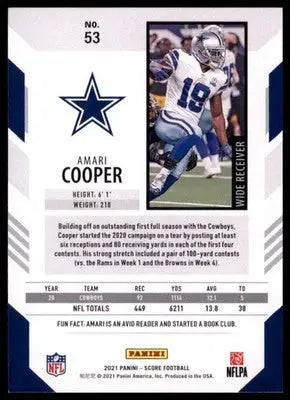 2021 Score Base Amari Cooper Dallas Cowboys 53 - Football Card Single