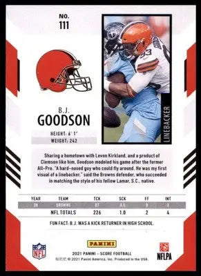 2021 Score Base B.J. Goodson Cleveland Browns 111 - Football Card Single