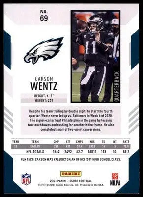 2021 Score Base Carson Wentz Philadelphia Eagles 69 - Football Card Single