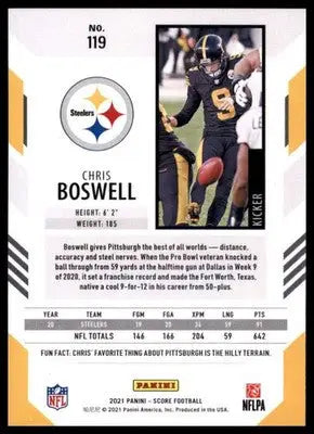 2021 Score Base Chris Boswell Pittsburgh Steelers 119 - Football Card Single