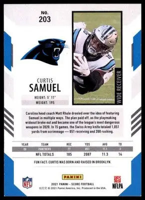 2021 Score Base Curtis Samuel Carolina Panthers 203 - Football Card Single