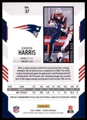2021 Score Base Damien Harris New England Patriots 37 - Football Card Single