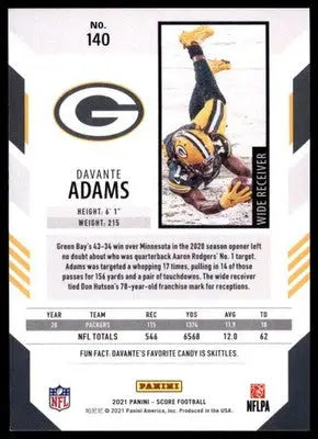2021 Score Base Davante Adams Green Bay Packers 140 - Football Card Single