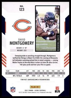2021 Score Base David Montgomery Chicago Bears 123 - Football Card Single