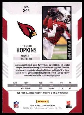 2021 Score Base DeAndre Hopkins Arizona Cardinals 244 - Football Card Single