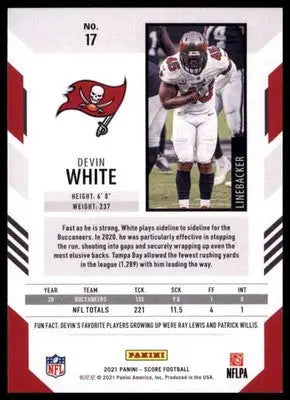 2021 Score Base Devin White Tampa Bay Buccaneers 17 - Football Card Single