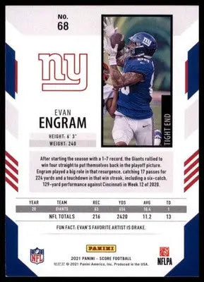 2021 Score Base Evan Engram New York Giants 68 - Football Card Single