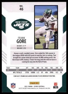 2021 Score Base Frank Gore New York Jets 46 - Football Card Single