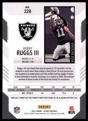 2021 Score Base Henry Ruggs III Las Vegas Raiders 228 - Football Card Single
